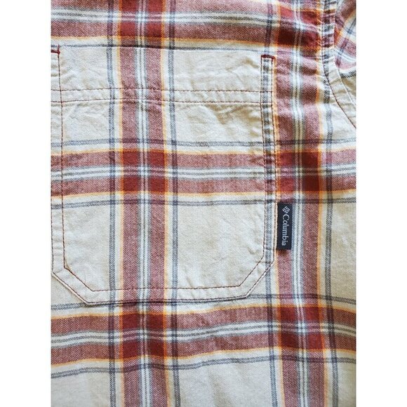 Columbia Shirt Men's Size XXL 2X Button Up Long Sleeve Beige rust Color Cotton - Picture 6 of 10